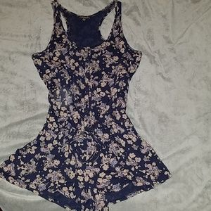 Express blue floral sleeveless romper in medium
